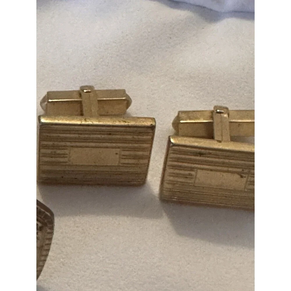 Vintage SWANK Cuban Link Cufflinks Lot Destino Mid Century Gold Silver + Tie